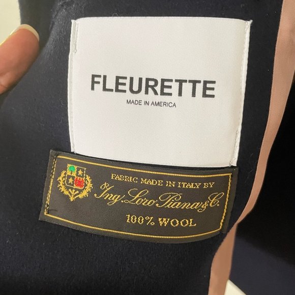 NWT FLEURETTE LORO PIANA Eden navy wool double breasted peacoat - Picture 5 of 13